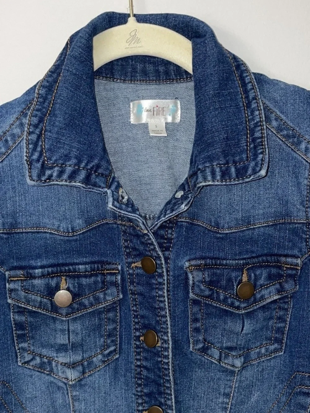 Love Fire Denim Jean Vest Girl's Small Blue Casual Pockets